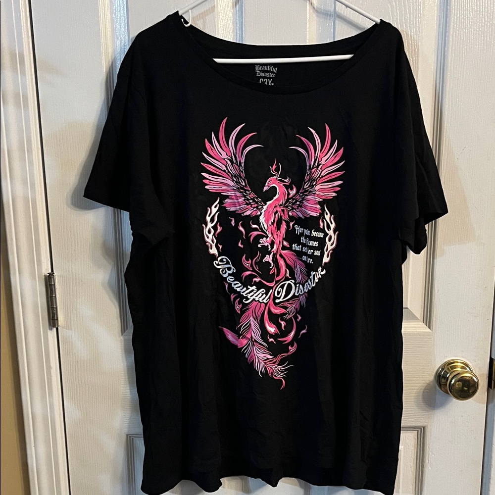 Beautiful Disaster Black Tee with Pink Graphic